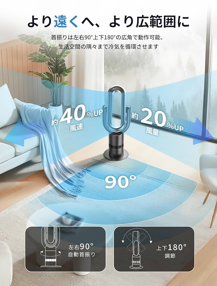 Amazon | 【節電対策】タワーファン 扇風機 羽なし 冷風 温風